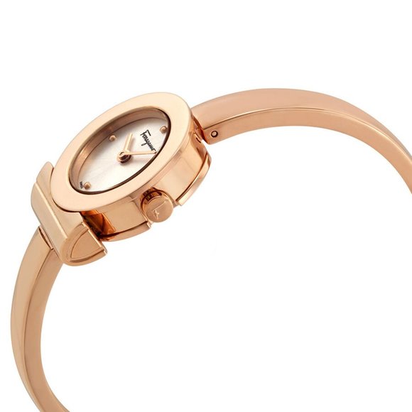 Salvatore Ferragamo Gancino Rose Gold Stainless Steel Watch Silver Dial - Picture 2 of 8